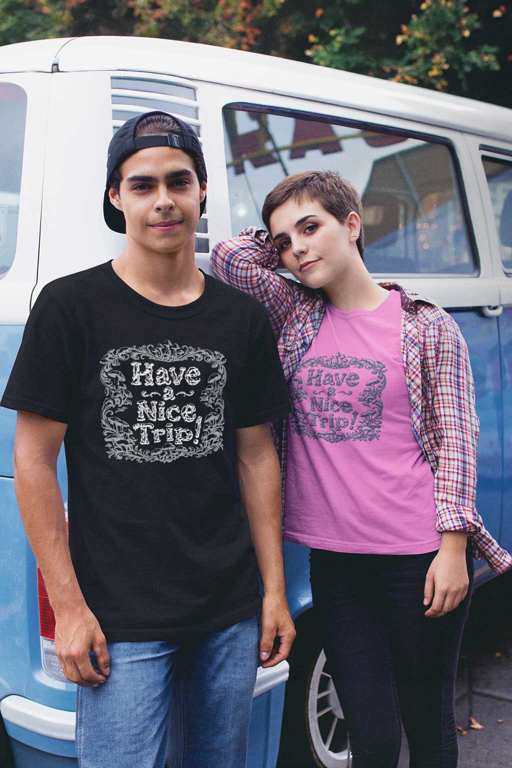 Have a Nice Trip - Mushroom Line Art T-Shirt