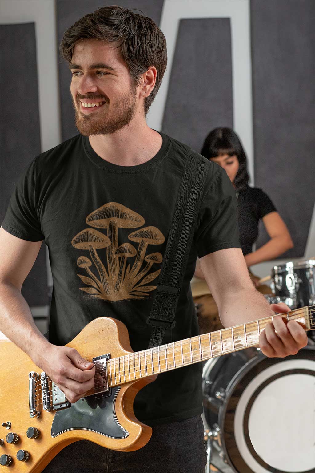 Mushroom Cluster Line Art T-Shirt