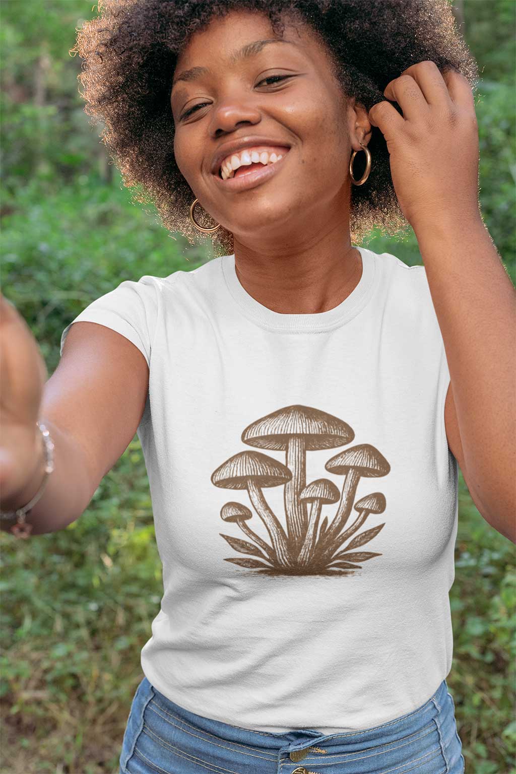 Mushroom Cluster Line Art T-Shirt
